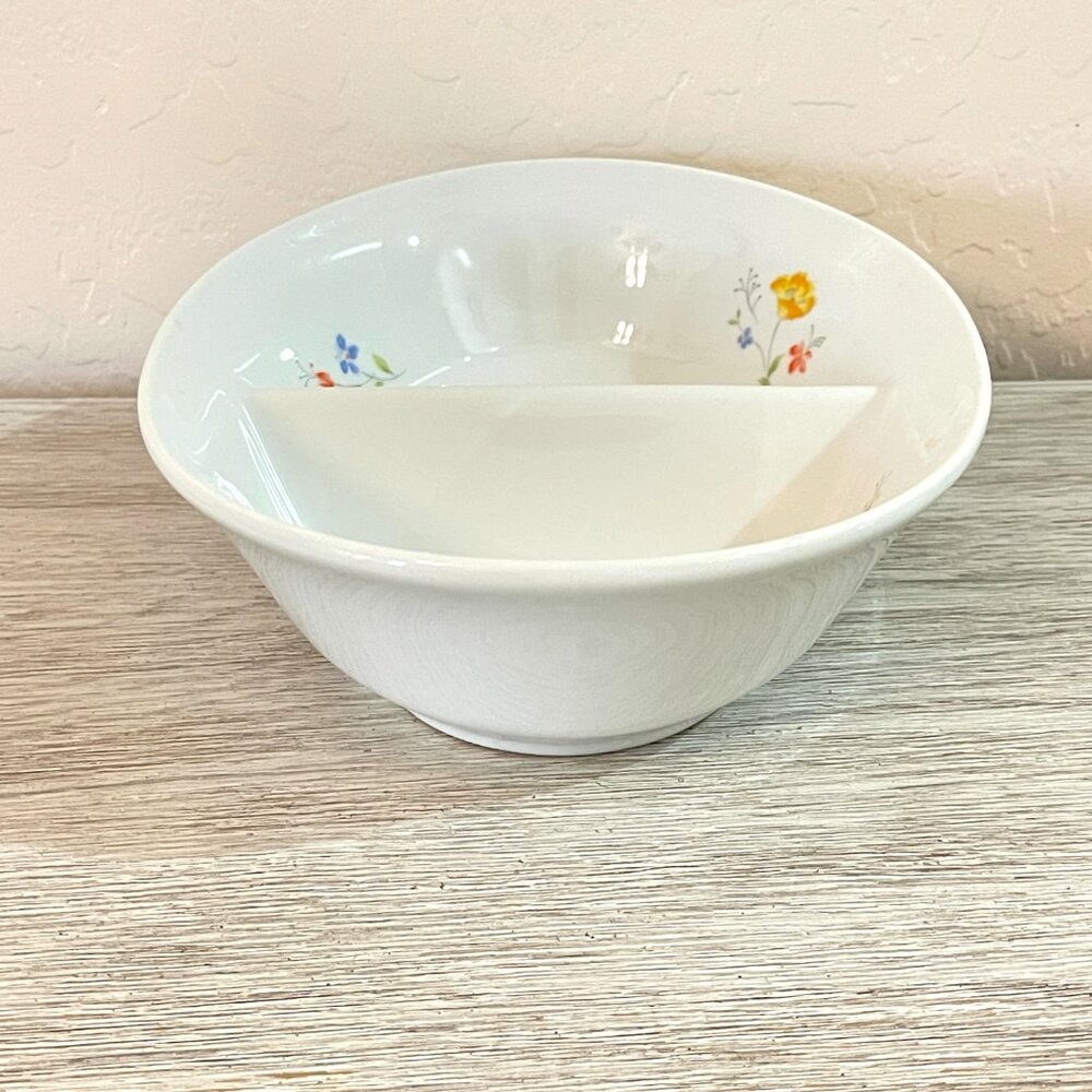 Hearthside Bake N Serve Dish Poppy Garden Divided Baker 10" White Flowers - Picture 5 of 9